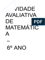 Atividade Matematica 6 Ano