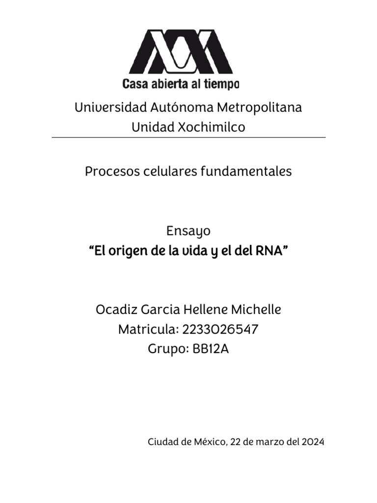 Origen de la vida y el papel del RNA | PDF | Rna | Abiogénesis