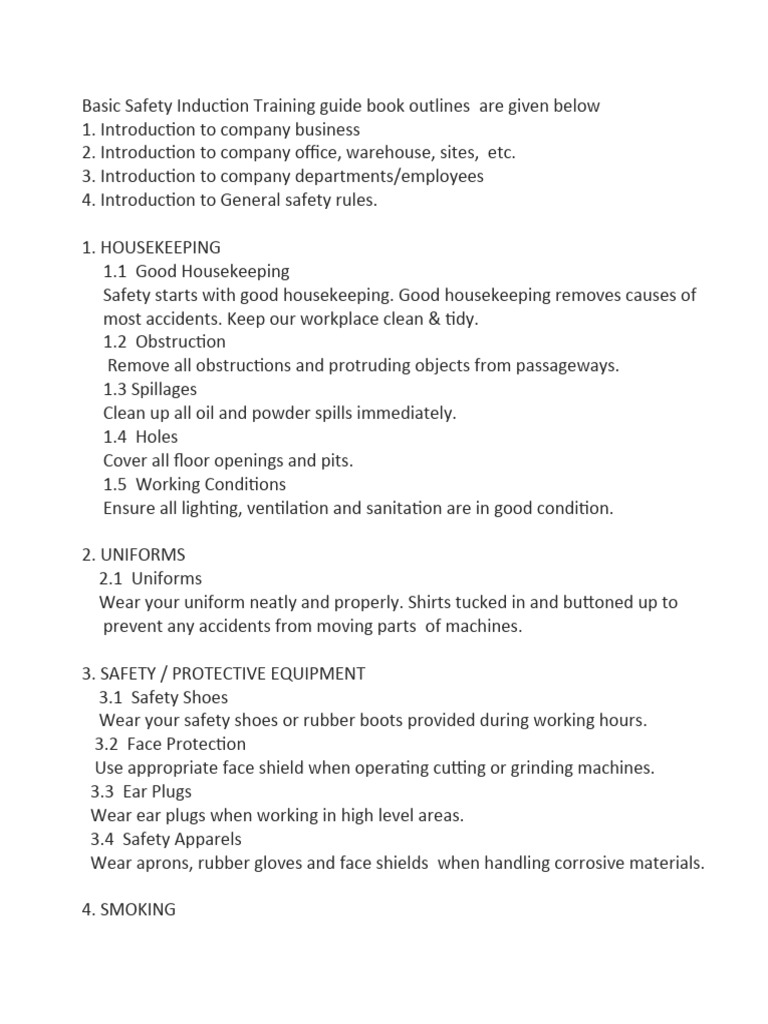 Safety Induction Training PDF Forklift Housekeeping