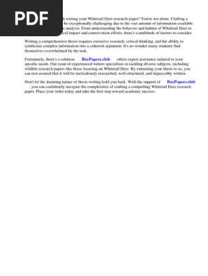 Whitetail Deer Research Paper