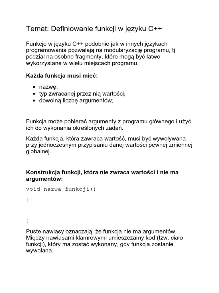 13 Funkcje W CPP | PDF
