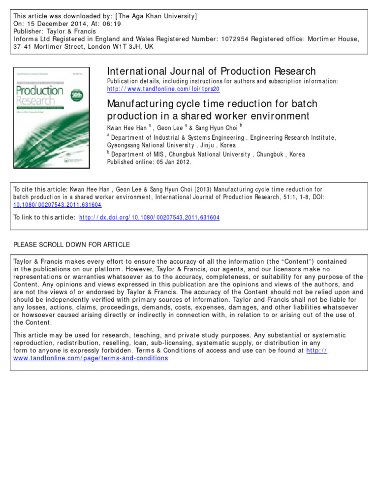 Reducing Manufacturing Cycle Time in Batches | PDF | Computational ...