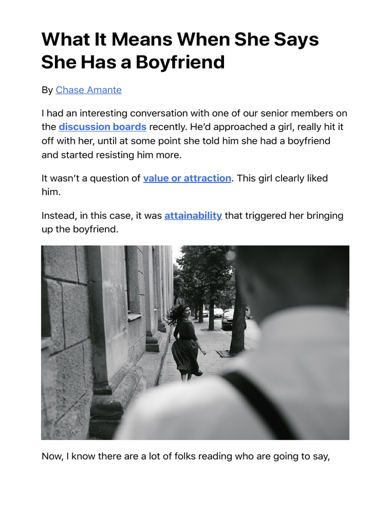 What It Means When She Says She Has A Boyfriend | PDF | Conversation