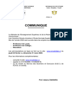 Communique: LE Ministre