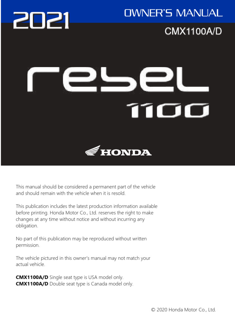 2022 HONDA REBEL 1100 SERVICE MANUAL PDF intelligence overview