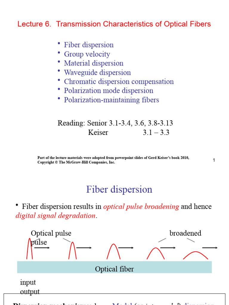 Lecture 6 - Attenuation and Dispersion | PDF | Dispersion (Optics) | Waves