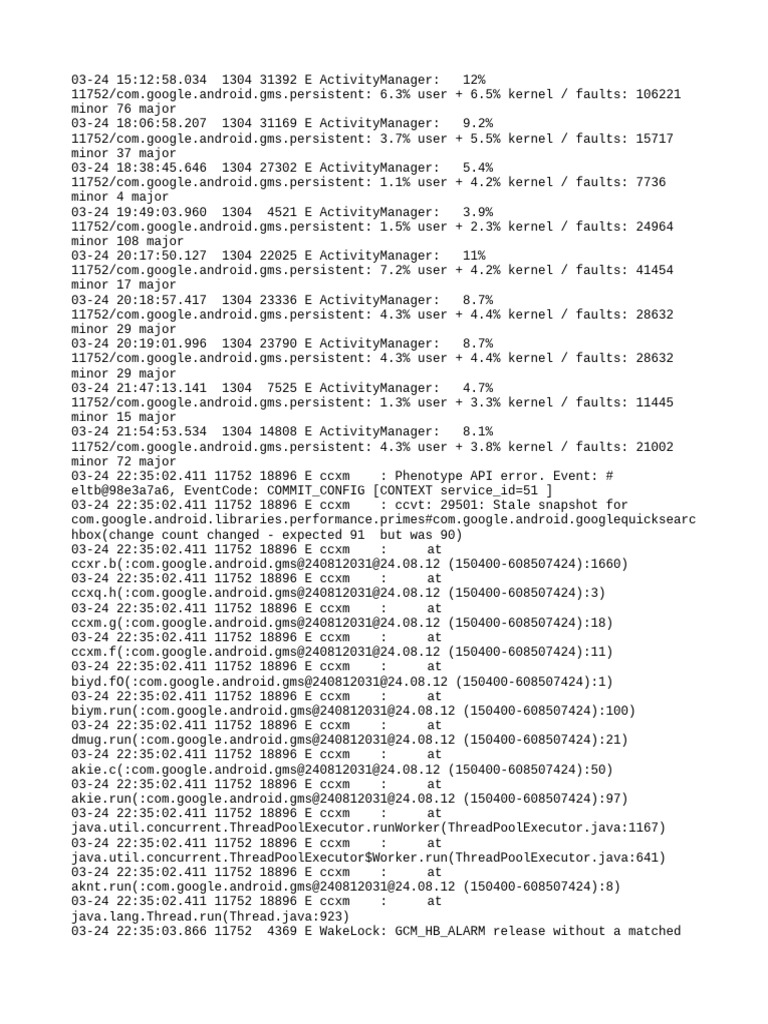 Google Play Services Error Log Analysis | PDF | Software Development ...