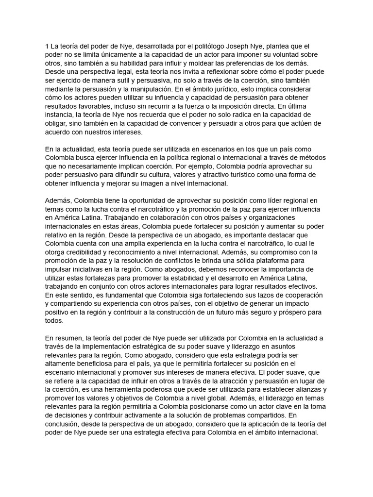 Estrategias de Poder Suave de Colombia | PDF | Persuasión | Poder duro