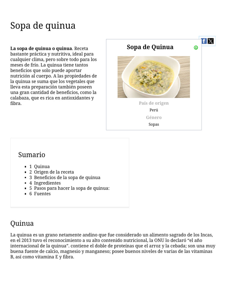Sopa de Quinua - EcuRed | PDF | Quinua | Nutrición