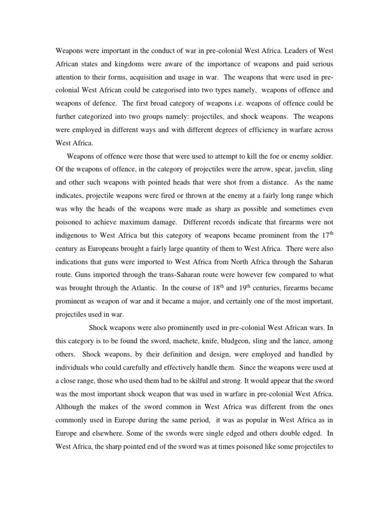 HSS 233 (Weapons in Pre-Colonial West Africa Wars) | PDF | Shield | Armour