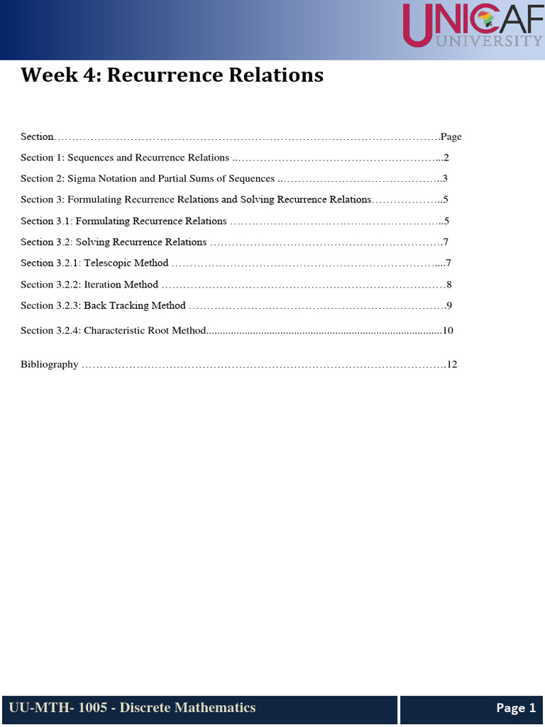 Recurrence Relations Guide | PDF | Recurrence Relation | Summation