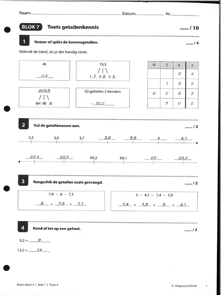 Blok 7 Toets - Correctiesleutel | PDF