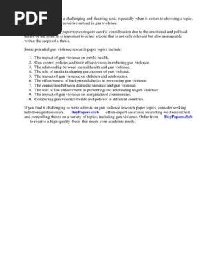 Gun Violence Research Paper Topics