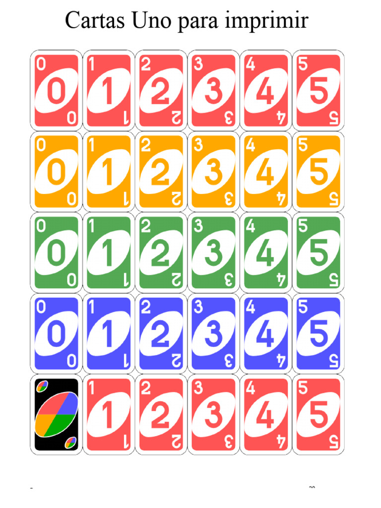 Cartas Juego Uno para Imprimir | PDF