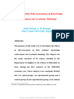 Effects of Student Self-Assessment On Knowledge Achievement and Academic Thinking