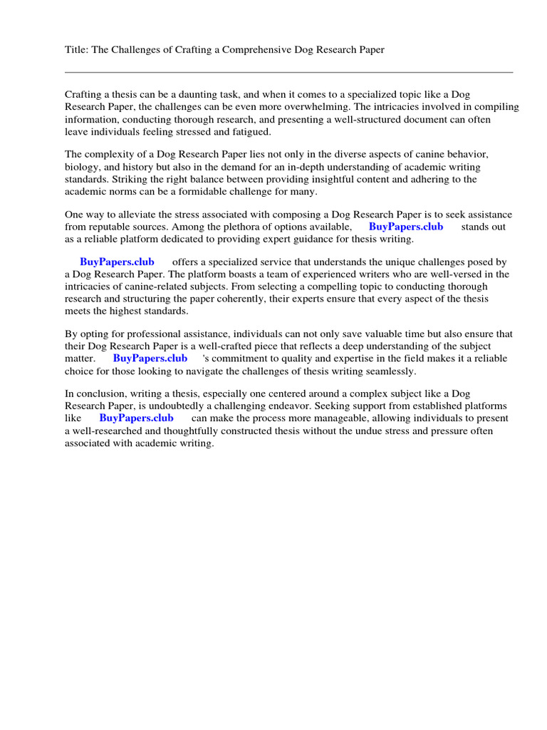 Dog Research Paper PDF Dogs Pet