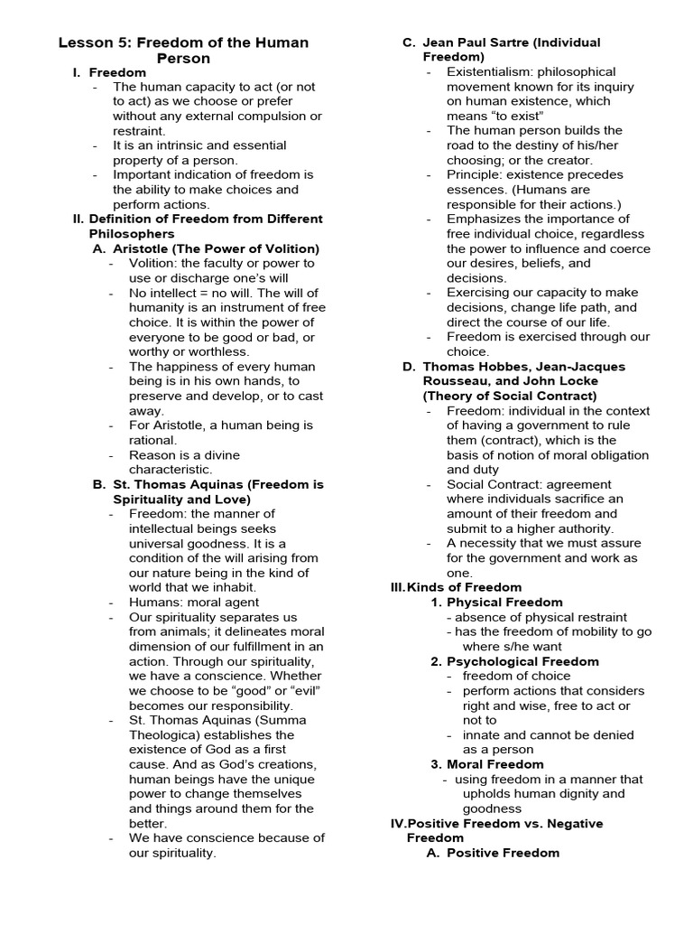 Philosophy Reviewer First Sem 2nd Quarter Pdf Free Will Morality