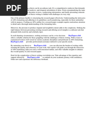 Apa Outline for Research Paper Example