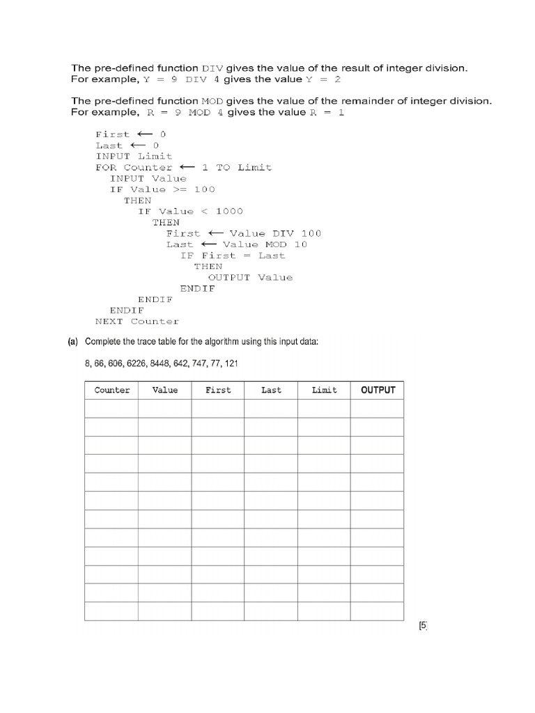 Activity 1 - Tracing Pseudocode | PDF