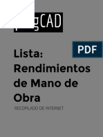 Lista de Rendimientos de Mo Plug Cad