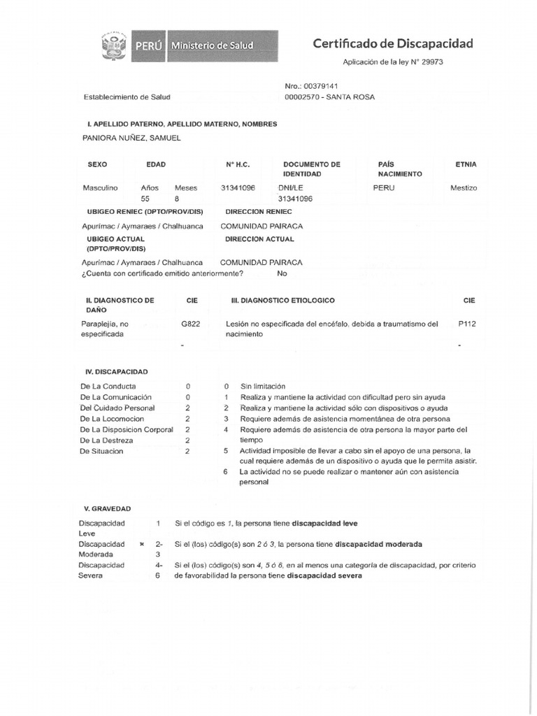 Certificado De Discapacidad PDF