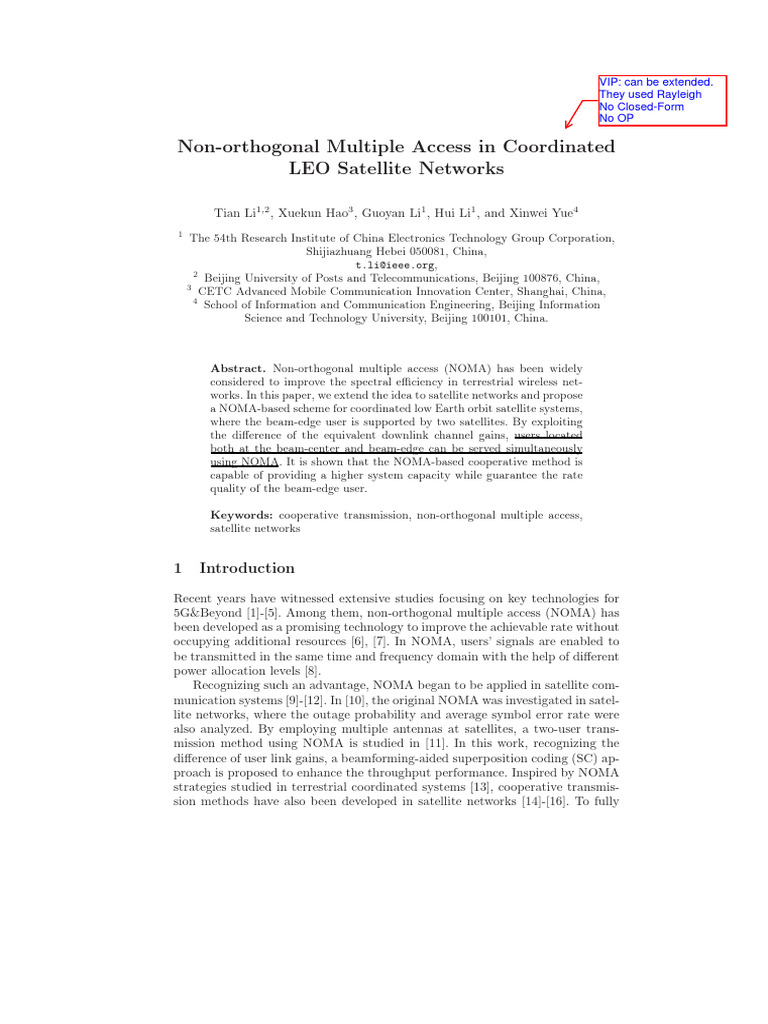 NOMA in Coordinated LEO Satellite Networks | PDF | Channel Access ...