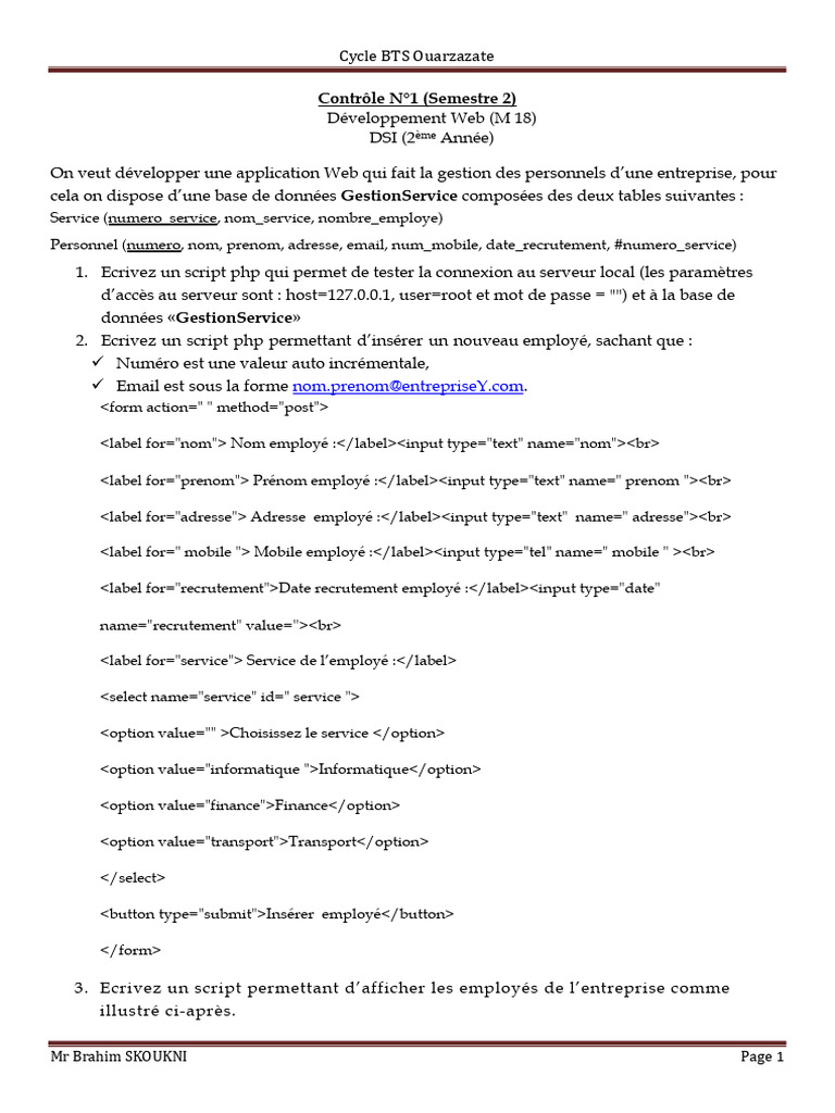 Gestion des employés avec PHP et MySQL | PDF | PHP | l'Internet