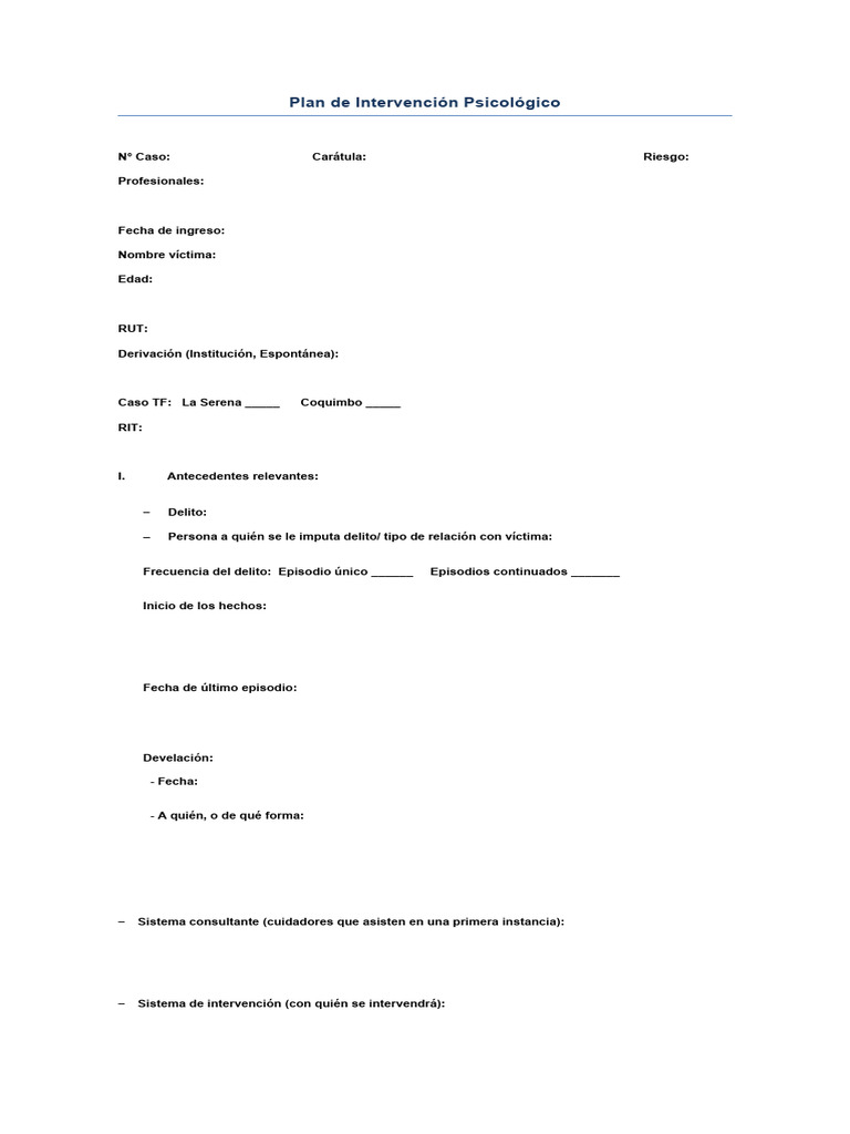 Plan de Intervención Psicológico | PDF