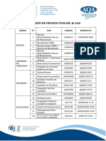 Relacion de Productos Oil & Gas