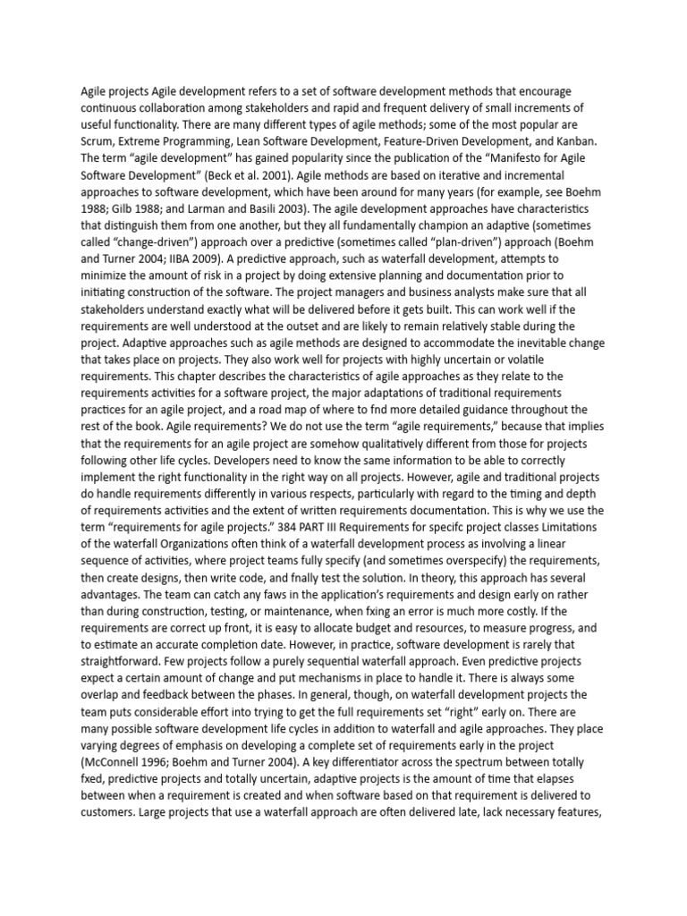 Agile projects Agile development refers to a set of software ...