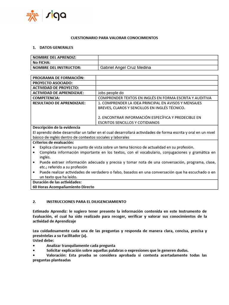 Jobs People Do Worksheet PDF Evaluaci n Comunicaci n Humana
