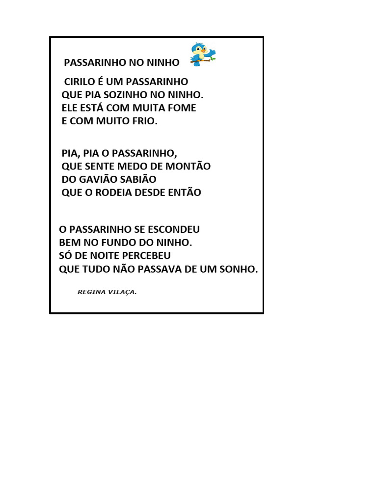 Poema do Passarinho no Ninho | PDF