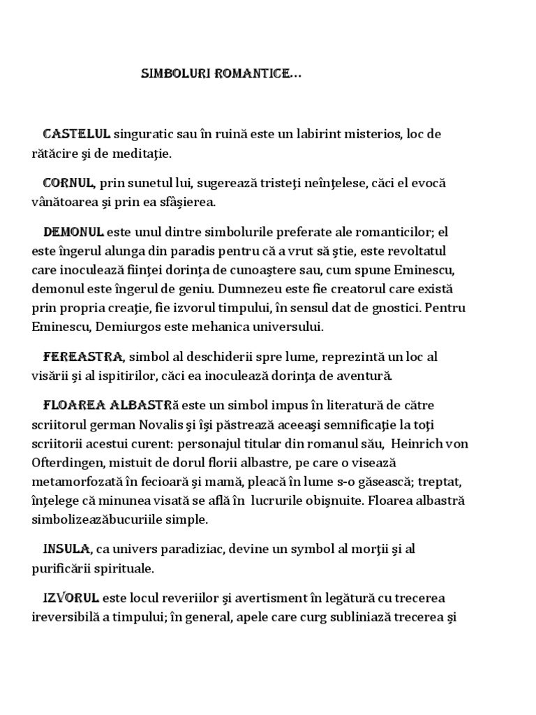 Simboluri Romantice | PDF