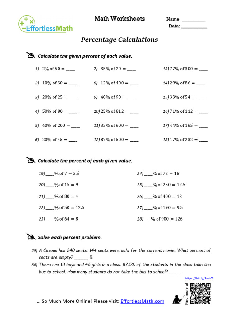 Percentage Calculations | PDF