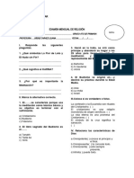 Examen de Religión R.V (6to 1ro 2do) Septiembre 2022