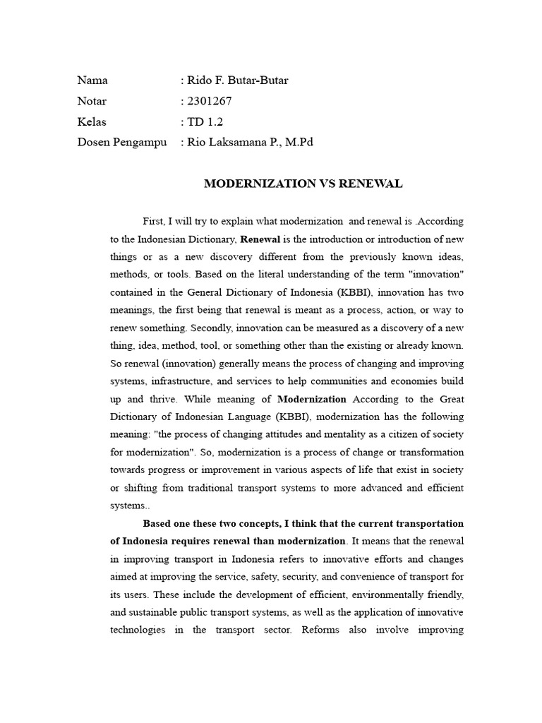 Transport Renewal Over Modernization in Indonesia | PDF | Transport ...