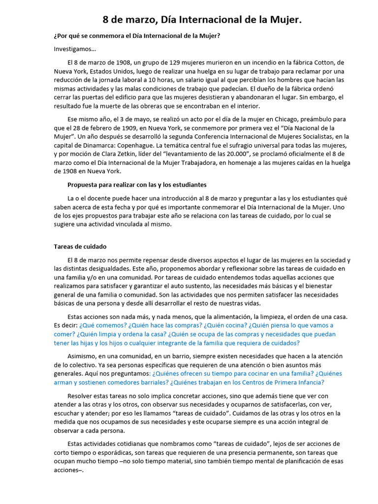 8 de Marzo - Dia de La Mujer | PDF | Ciencias sociales