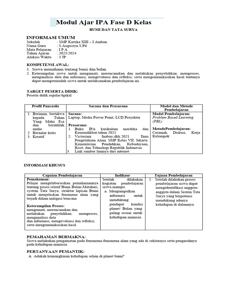 Modul Ajar Kelas Vii Genap Pdf