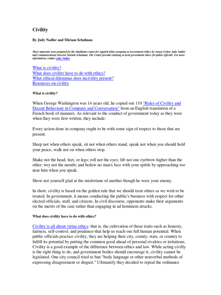 Civility | PDF