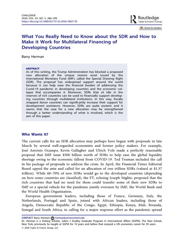 SDR Allocation for Developing Countries | PDF | Special Drawing Rights ...