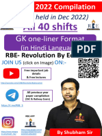 GK (Hindi) One-Liner SSC CGL 2022 All Shifts Compilation - RBE