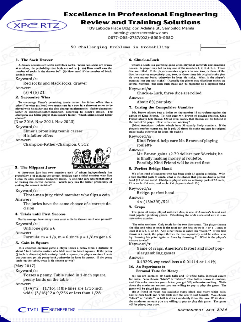 50 Challenging Probability Problems | PDF