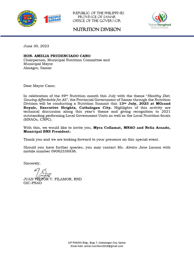 2023 Nutrition Summit - Invitation | Download Free PDF | Local ...