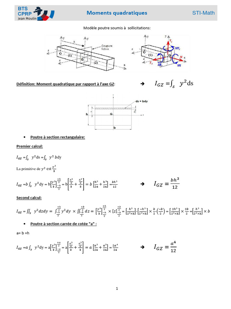 Calcul du moment quadratique des poutres PDF Calcul des structures — free download