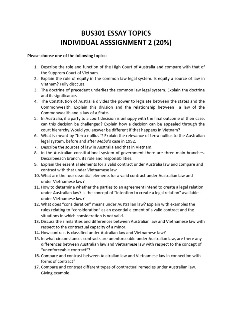 BUS301 Essay-Topics | PDF | Tort | Corporations