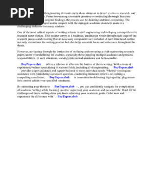 Civil Engineering Research Paper Outline