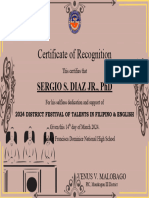 Certificate of Appreciation For Panelist