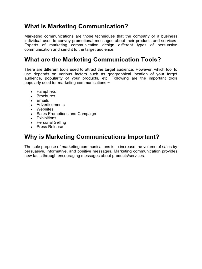Understanding Marketing Communication Tools | PDF | Marketing ...