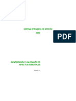 Dentificación y Valoración de Aspectos Ambientales