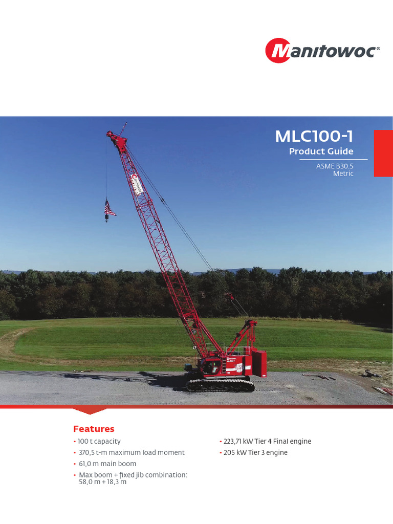 Manitowoc MLC100-1 Crane Product Guide | PDF | Crane (Machine) | Engines